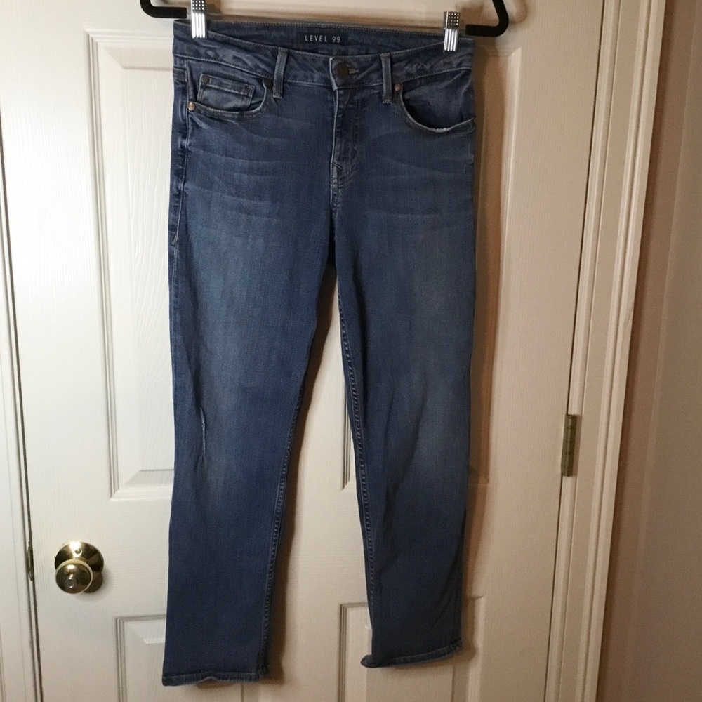 Level 99 Medium Wash Cropped Straight Jeans - 27